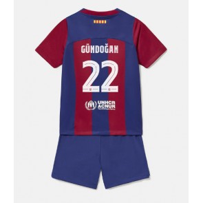 Lacne Dětský Futbalové dres Barcelona Ilkay Gundogan #22 2023-24 Krátky Rukáv - Domáci (+ trenírky)